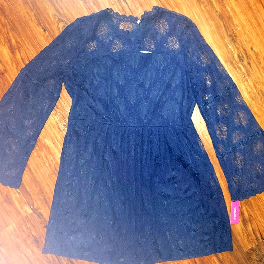 Xhilaration Navy blue lace dress Large NWT